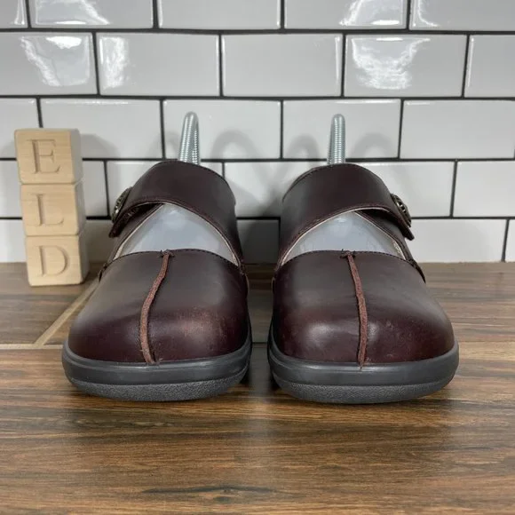 Alegria Kaitlyn Womens Size EU 38 Shoes Gravy Pull Up Leather Mary Jane Clogs - Picture 2 of 16